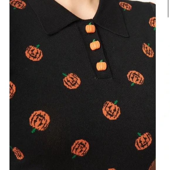 Unique Vintage Black Pumpkin Dot Prim & Pretty Sweater - Picture 3 of 3